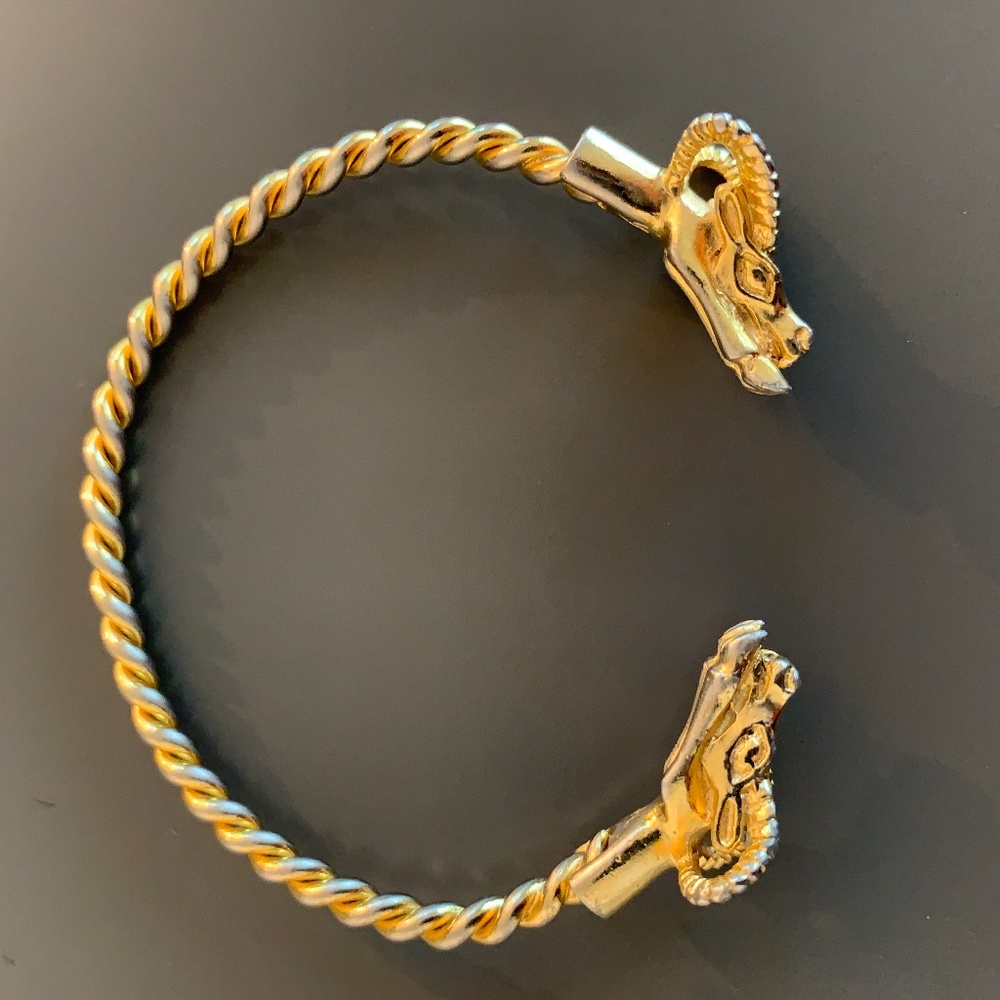Vintage Goat Head Twisted Metal Cuff Bracelet